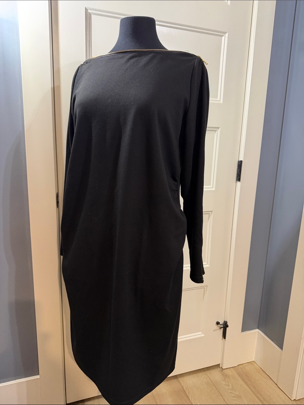 Rachel Zoe Black Long-Sleeve Boatneck Dress